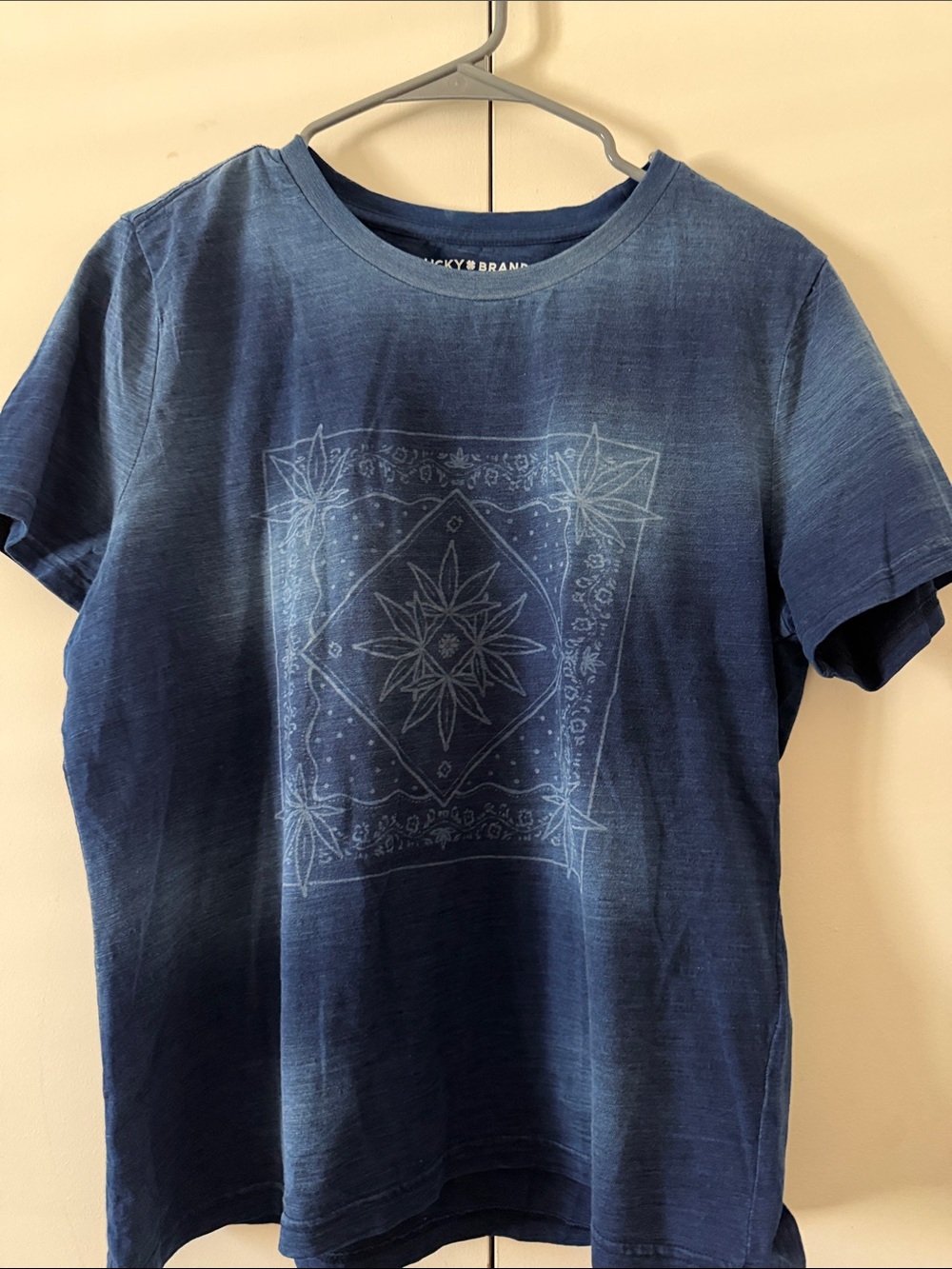 Lucky Brand Blue Bandana-Style Graphic Tee